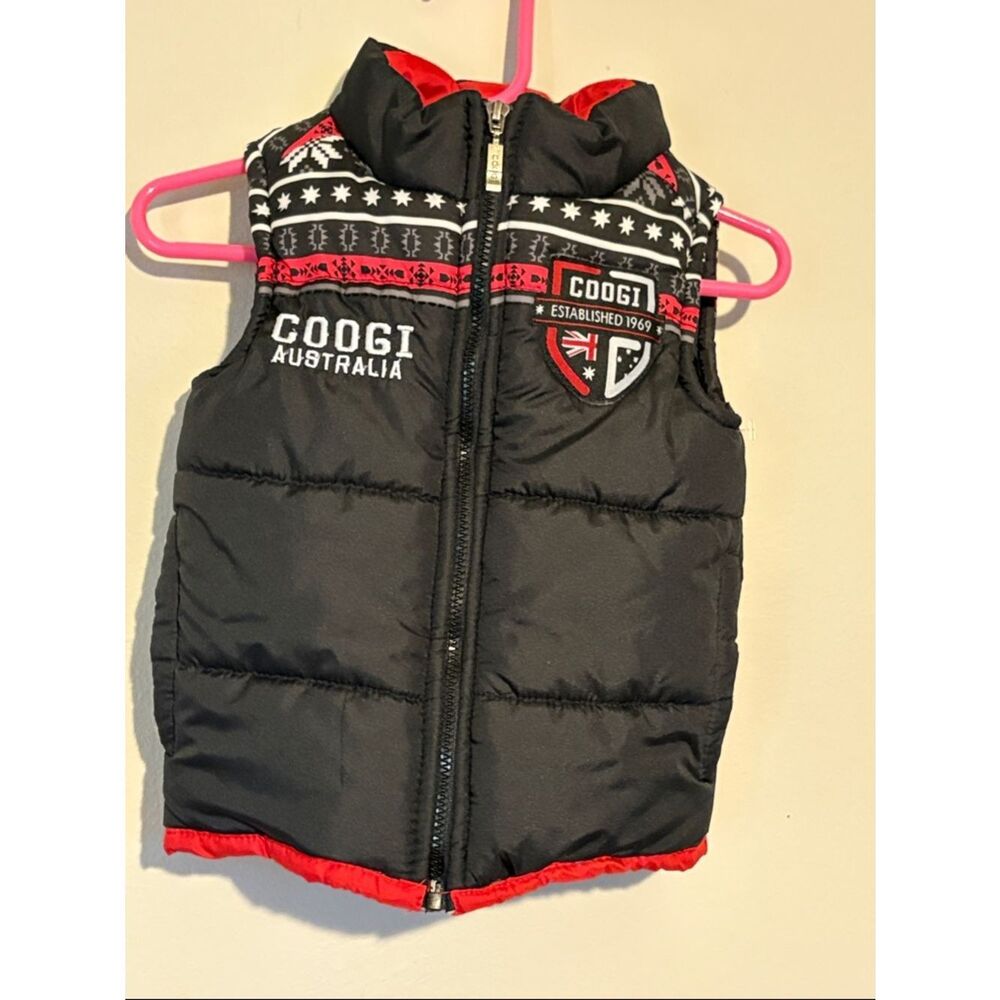 COOGI Black and Red Quilted Puffer Vest